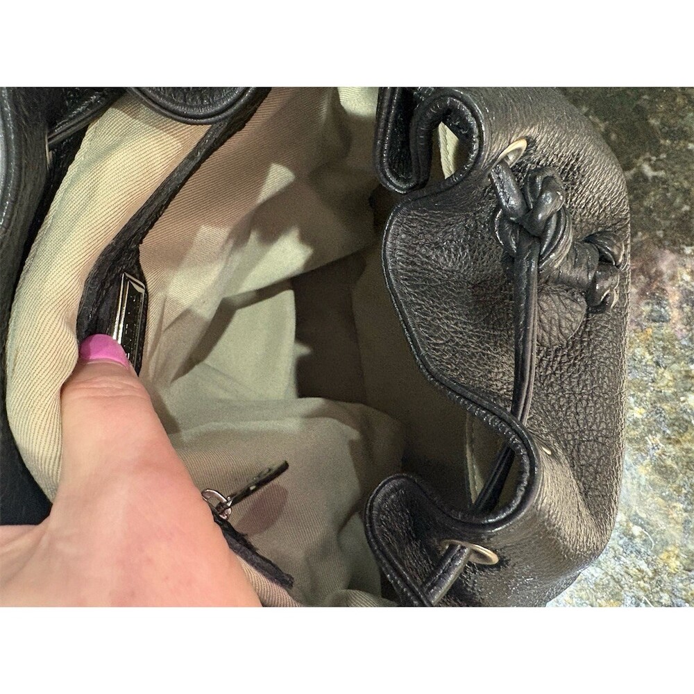 Valentina Backpack Purse Womens Black Drawstring Flap Front Pocket Travel - Picture 10 of 11